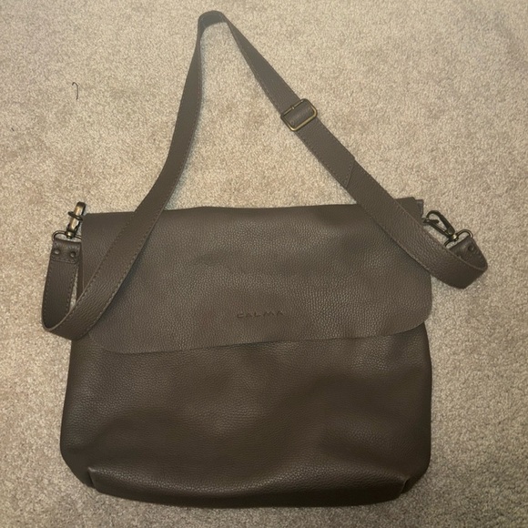 Calma Dark Taupe/Grey Crossbody soft leather bag - Picture 1 of 3
